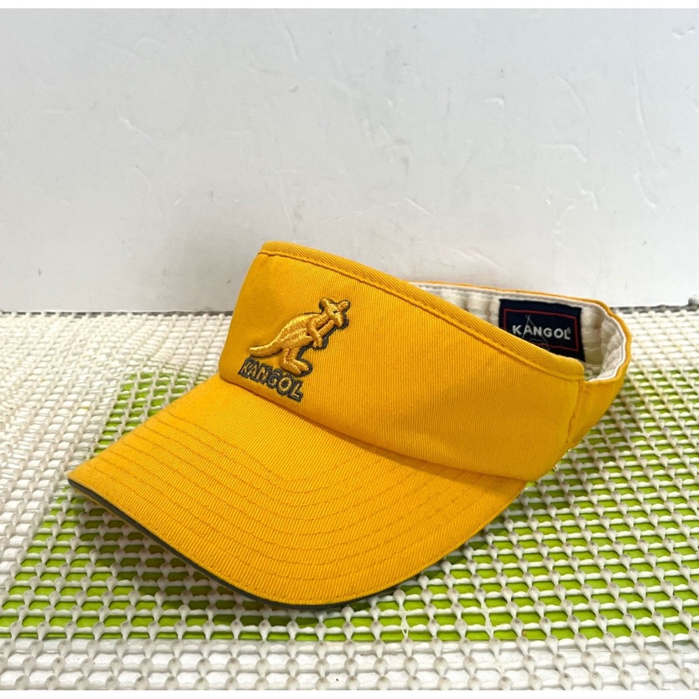 Kangol Yellow Sun Visor Hat Embroidered Kangaroo Logo Athletic Golf Streetwear